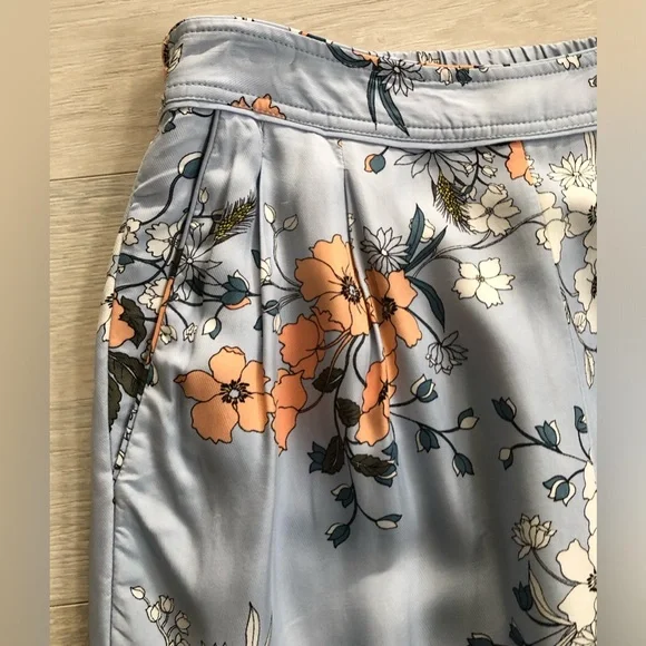 J. Crew Garden Floral Sky Blue Silky High-rise Pocket Pants - Picture 11 of 16